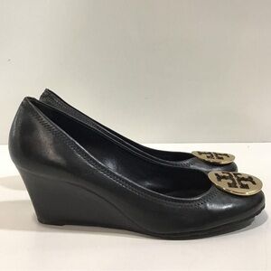 Women’s Tory Burch Black Leather Wedge Pumps Size 9M